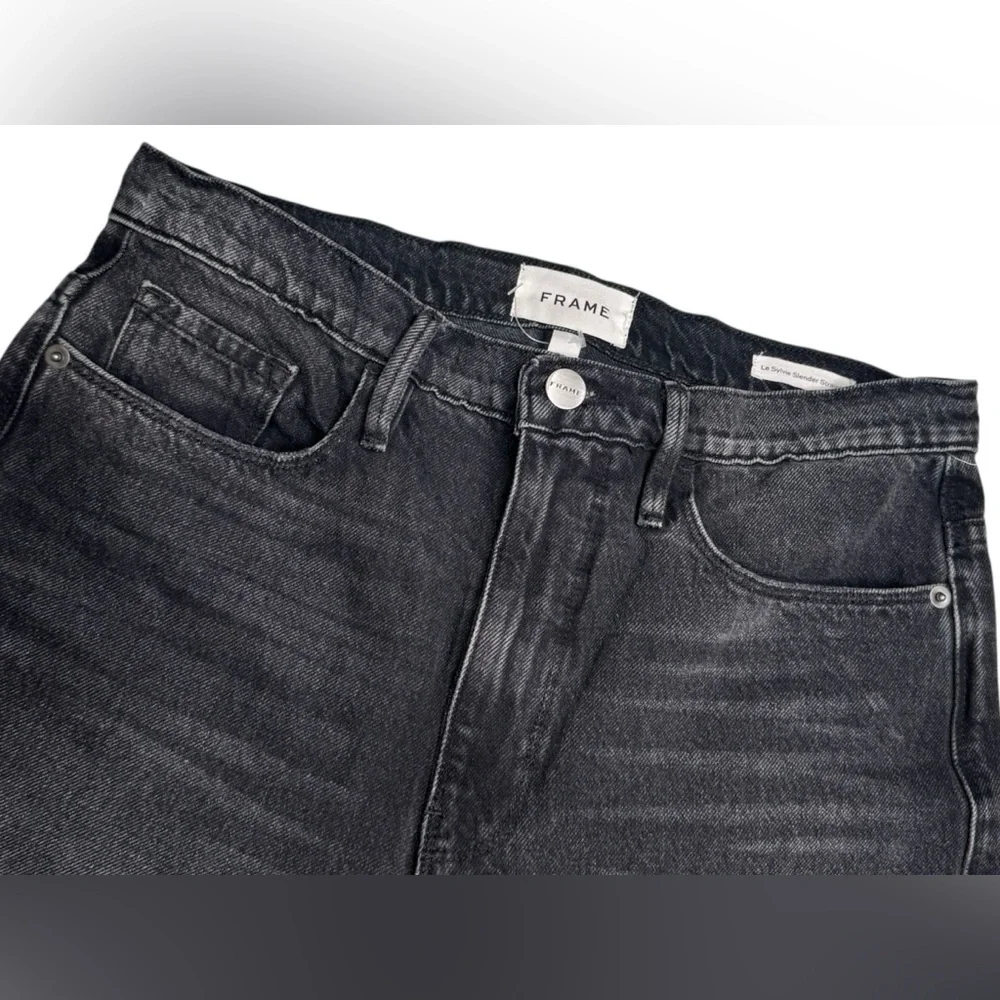 FRAME | le Sylvie Slender Straight in Wilkinson Rips wash Washed Black Jeans 27